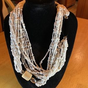 Silpada multi strand coral, bead & shell necklace